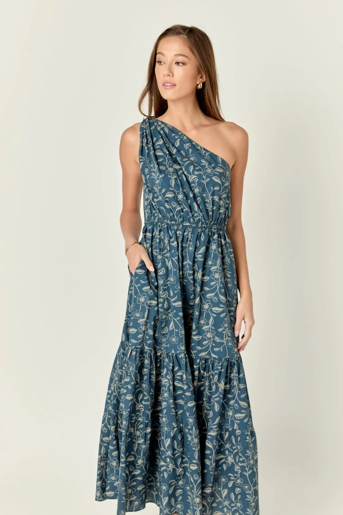 english_factory__floral_p_3-24.webp ENGLISH FACTORY Floral Dresses | Tops*- Floral Print One Shoulder Maxi Dress NAVY
