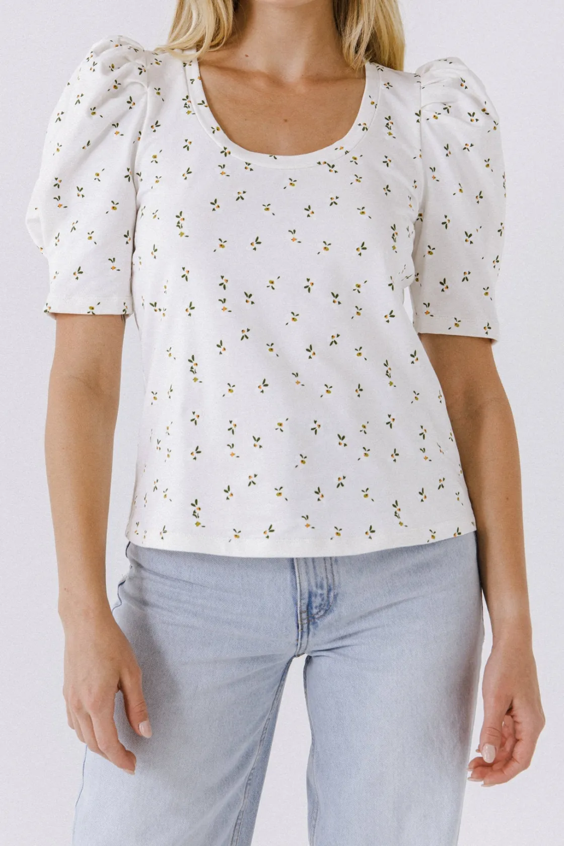 english_factory__floral_s_0-2.webp ENGLISH FACTORY Tops*- Floral Short Sleeve Knit Top WHITEMULTI