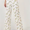 ENGLISH FACTORY Pants*- Floral Straight Leg Pants WHITEMULTI