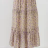 ENGLISH FACTORY Matching Sets | Skirts*- Floral Shirring Detail Long Skirt YELLOW/PURPLE