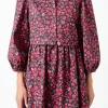 ENGLISH FACTORY Floral Dresses*- Floral Shirt Mini Dress BLACK/RED