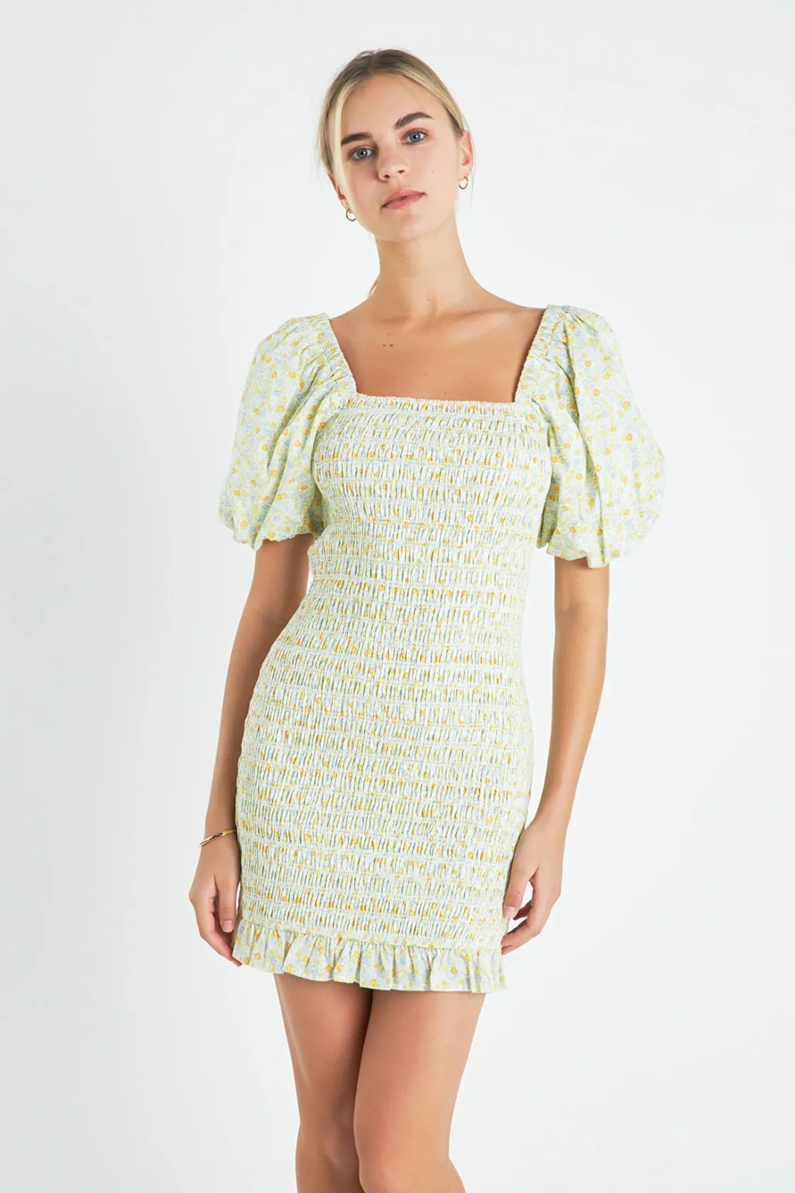 english_factory__floral_s_3-10.webp ENGLISH FACTORY Floral Dresses | Tops*- Floral Smocked Mini Dress YELLOWMULTI
