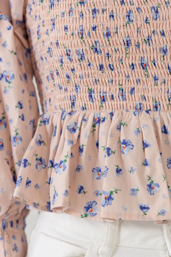 ENGLISH FACTORY Tops*- Floral Smocked Top BLUSH