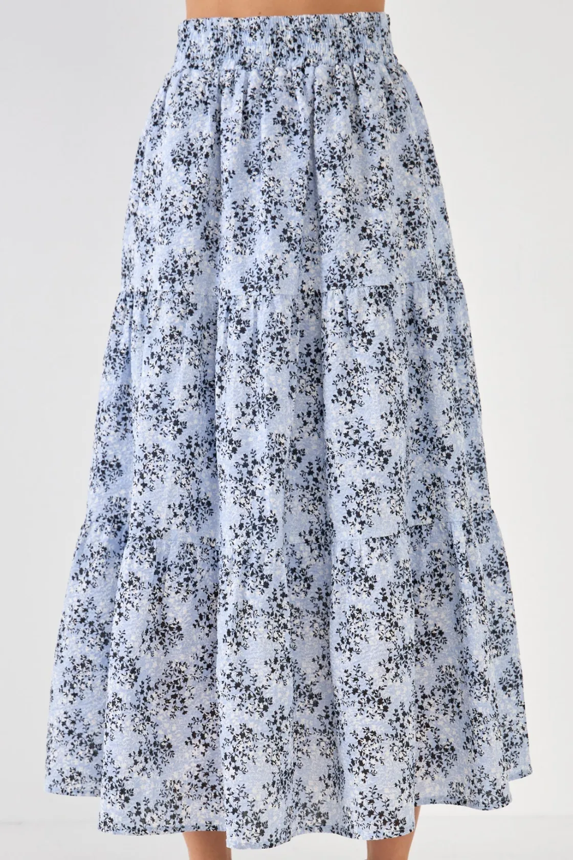 english_factory__floral_t_0-1.webp ENGLISH FACTORY Matching Sets | Skirts*- Floral Tiered Maxi Skirt BLUEMULTI