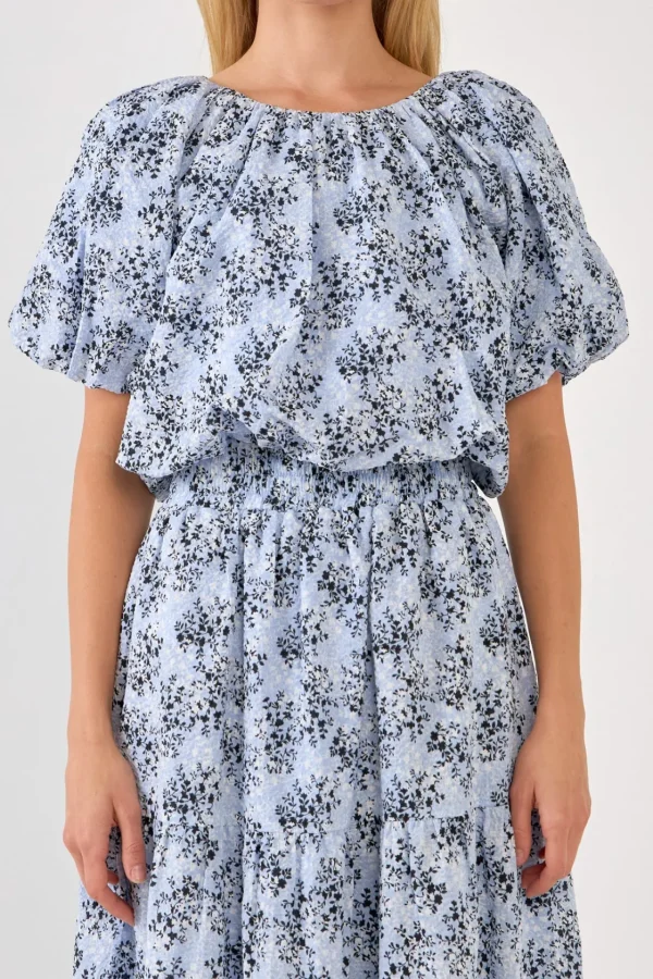 ENGLISH FACTORY Matching Sets | Tops*- Floral Voluminous Top BLUEMULTI