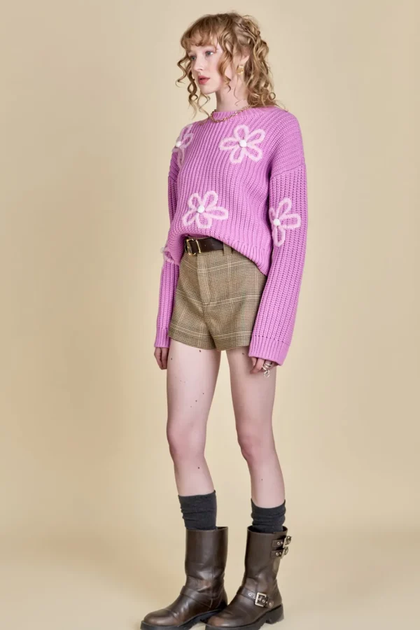 ENGLISH FACTORY Sweaters & Knits | Tops*- Flower Embroidery Knit Top PINK