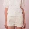 ENGLISH FACTORY Sweaters & Knits | Tops*- Flower Pompom Sweater IVORY