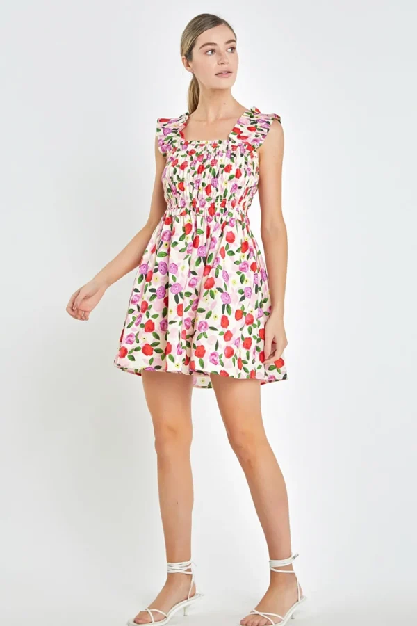ENGLISH FACTORY Floral Dresses*- Flower Ruffled Mini Dress CREAMMULTI
