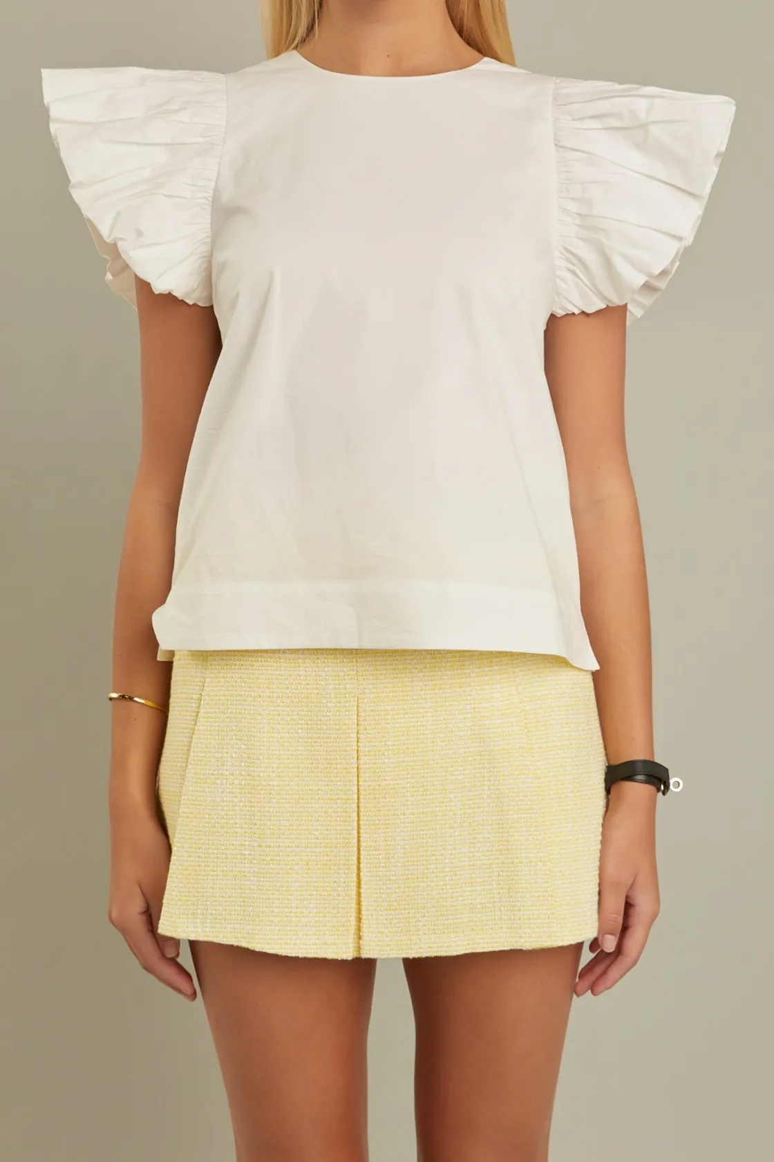 english_factory__folded_r_0.webp ENGLISH FACTORY Tops*- Folded Ruffle Sleeve Top WHITE