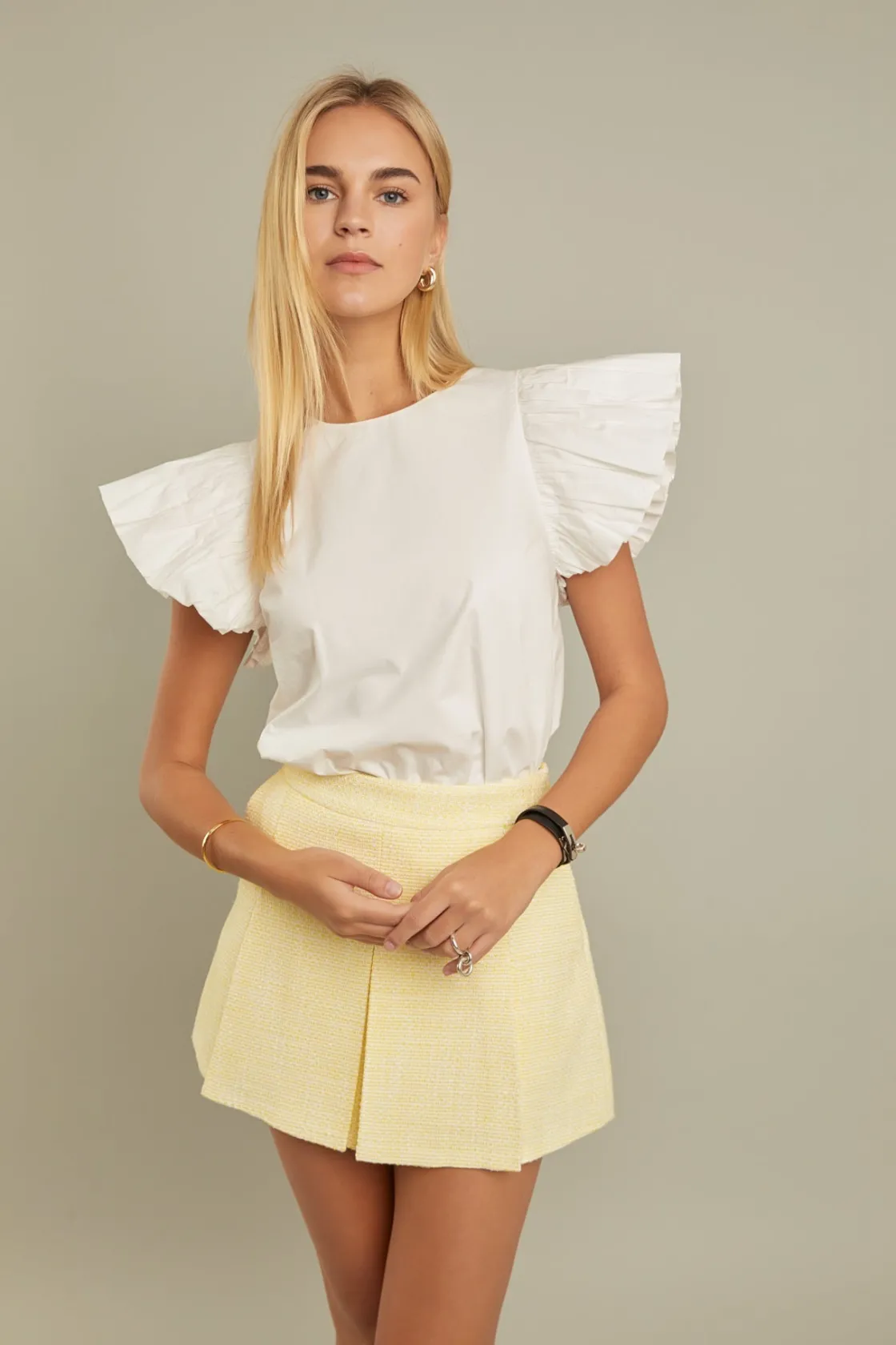 english_factory__folded_r_3.webp ENGLISH FACTORY Tops*- Folded Ruffle Sleeve Top WHITE