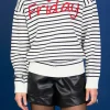 ENGLISH FACTORY Sweaters & Knits | Tops*- Friday Lettering Sweater IVORY/BLACK