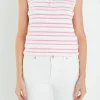 ENGLISH FACTORY Tops*- Fringed Striped Sleevless Top WHITE/PINK