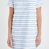 ENGLISH FACTORY Tops*- Fringed Striped Polo Mini Dress WHITE/BLUE