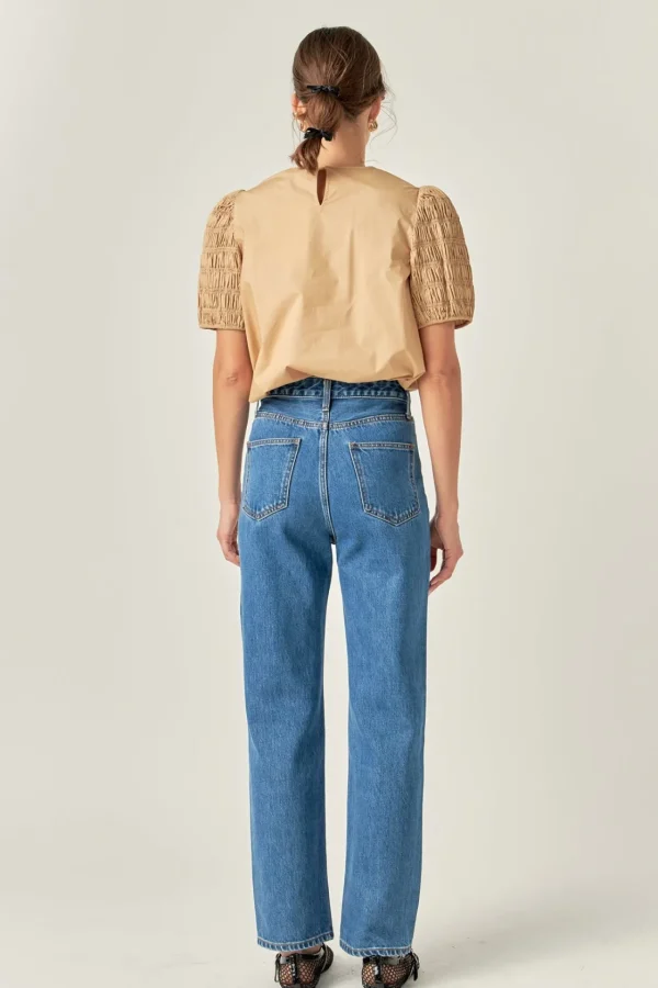 ENGLISH FACTORY Tops*- Front Cut-out Smocked Top