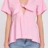 ENGLISH FACTORY Tops*- Front Tie Poplin Top PINK