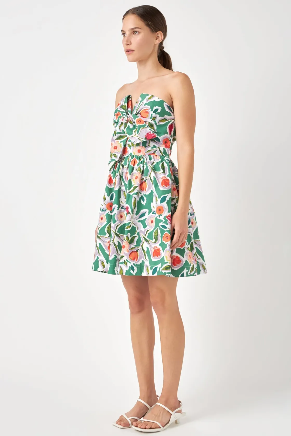 english_factory__front_ti_1-1.webp ENGLISH FACTORY Floral Dresses | Tops*- Front Tie Bustier Dress MULTI