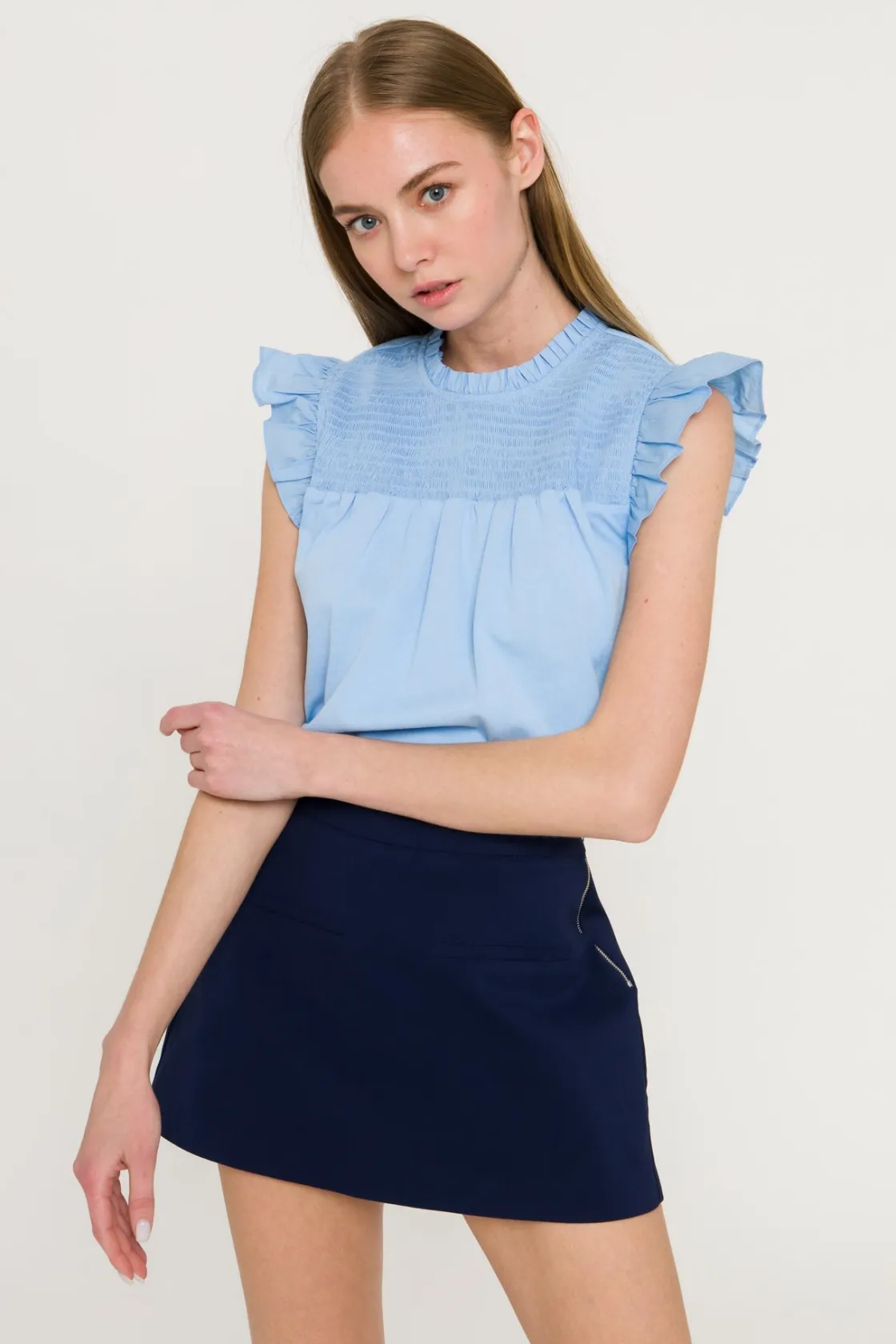 english_factory__front_we_23.webp ENGLISH FACTORY Shorts & Skorts | Tops*- Front Welt Pockets Skort