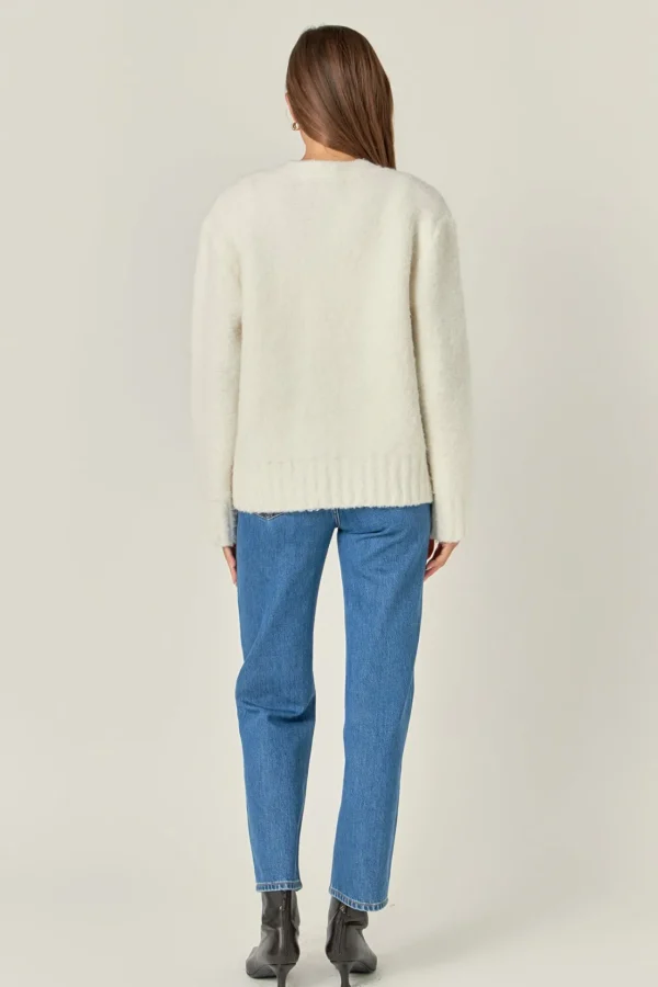 ENGLISH FACTORY Sweaters & Knits | Tops*- Fuzzy Button-Up Cardigan CREAM