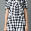 ENGLISH FACTORY Blazers*- Gingham Short-Sleeve Blazer BLACK