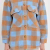 ENGLISH FACTORY Jackets & Coats | Tops*- Gingham Shacket with Front Double Pockets BLUE