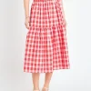 ENGLISH FACTORY Skirts | Tops*- Gingham Midi Skirt RED