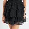 ENGLISH FACTORY Matching Sets | Skirts*- Gingham Chiffon Tiered Mini Skirt BLACK