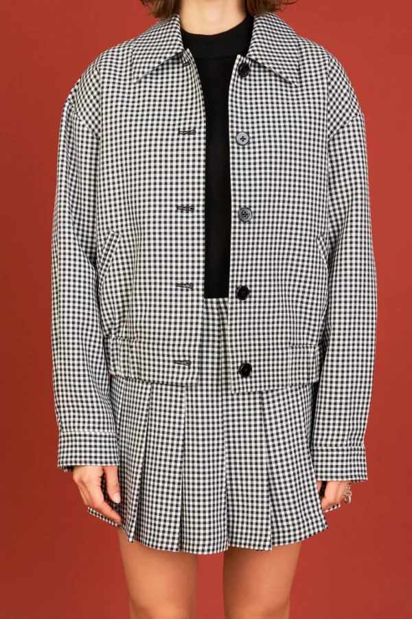 ENGLISH FACTORY Matching Sets | Jackets & Coats*- Gingham Check Jacket BLACK