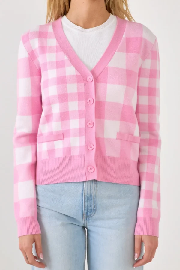 ENGLISH FACTORY Sweaters & Knits | Tops*- Gingham Knit Cardigan