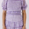 ENGLISH FACTORY Tops*- Gingham Print Smocked Top LILAC