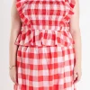 ENGLISH FACTORY Tops*- Gingham Smocked Top PINK/RED