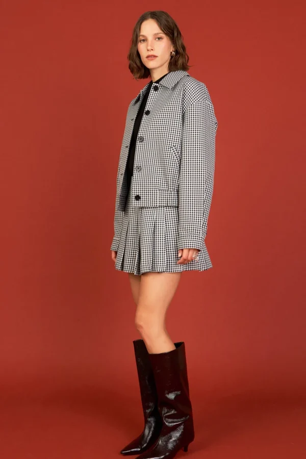 ENGLISH FACTORY Matching Sets | Jackets & Coats*- Gingham Check Jacket BLACK