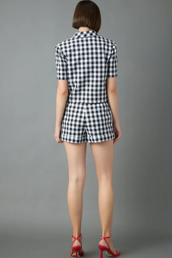 ENGLISH FACTORY Blazers*- Gingham Short-Sleeve Blazer BLACK