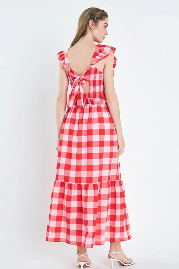ENGLISH FACTORY Skirts | Tops*- Gingham Midi Skirt PINK/RED