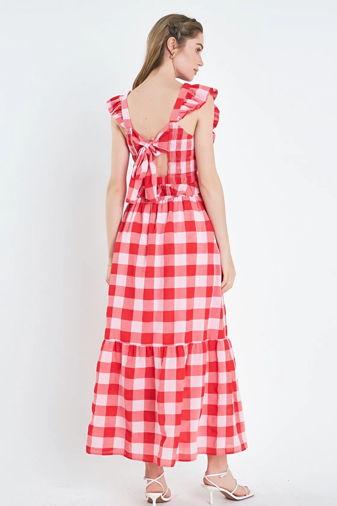 english_factory__gingham__2-16.webp ENGLISH FACTORY Skirts | Tops*- Gingham Midi Skirt PINK/RED