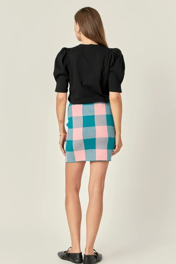 ENGLISH FACTORY Matching Sets | Skirts*- Gingham Mini Skirt PINK/EMERALD