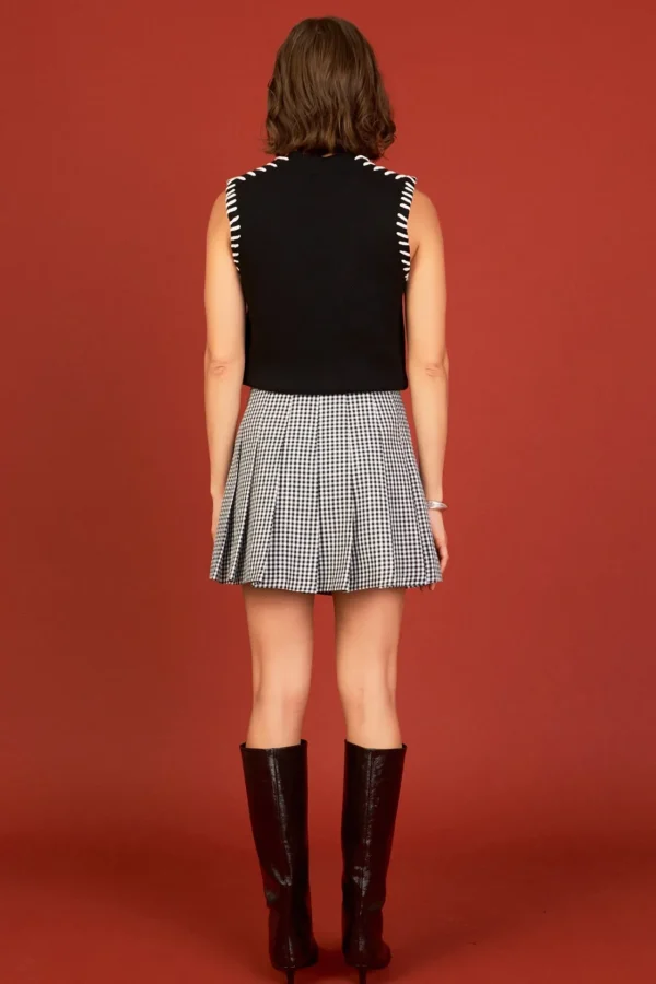 ENGLISH FACTORY Matching Sets*- Gingham Check Skort BLACK