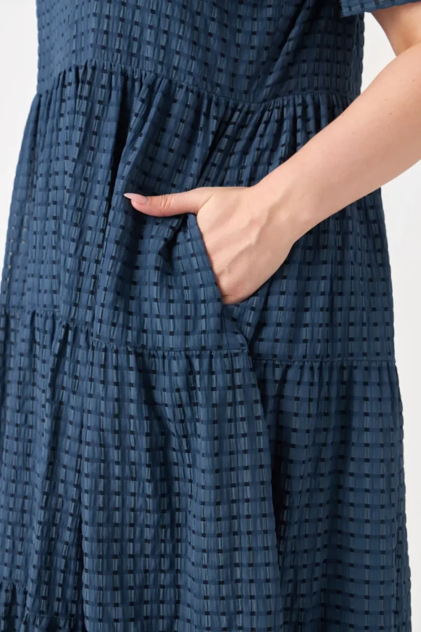 ENGLISH FACTORY White Dresses | Tops*- Gingham Tiered Midi Dress with Bow Tie Sleeves - Plus
