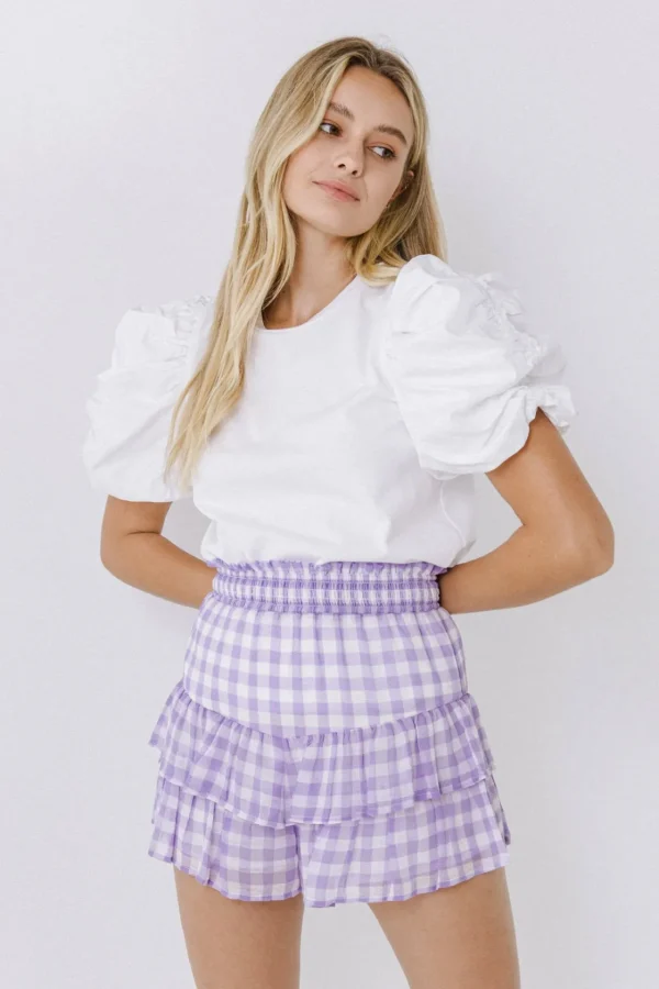 ENGLISH FACTORY Shorts & Skorts | Tops*- Gingham Print Shorts LILAC