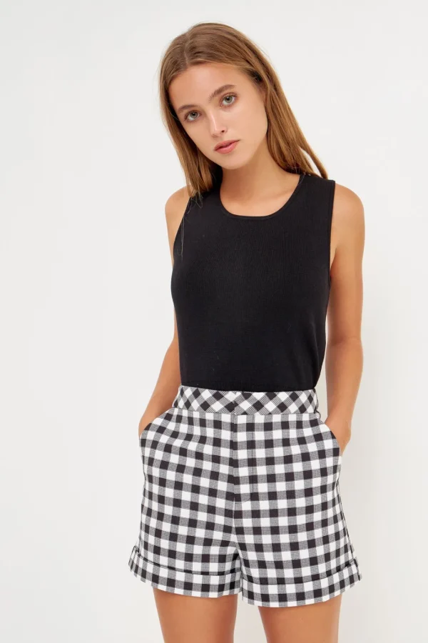 ENGLISH FACTORY Shorts & Skorts | Tops*- Gingham Shorts BLACK