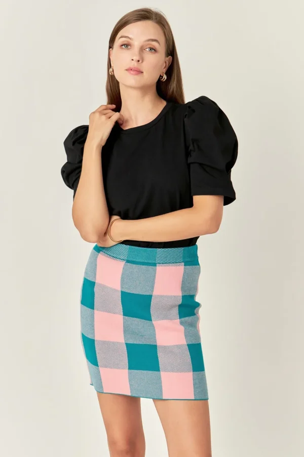 ENGLISH FACTORY Matching Sets | Skirts*- Gingham Mini Skirt PINK/EMERALD