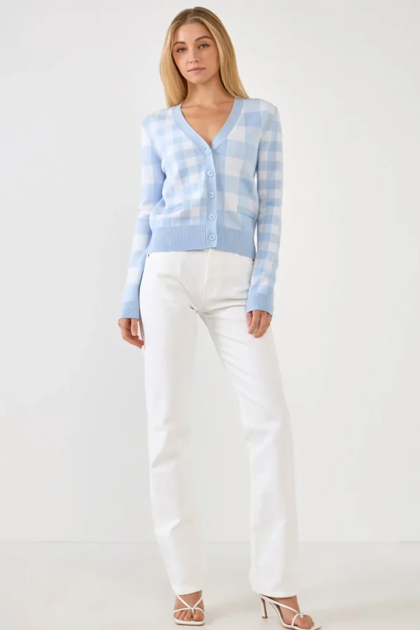 ENGLISH FACTORY Sweaters & Knits | Tops*- Gingham Knit Cardigan