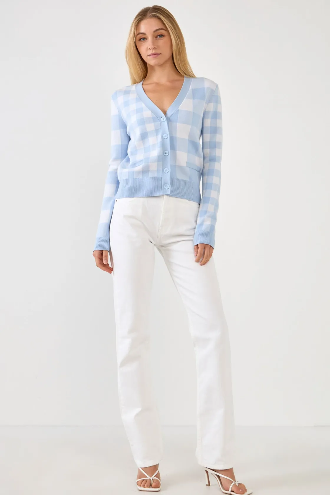 english_factory__gingham__4-1.webp ENGLISH FACTORY Sweaters & Knits | Tops*- Gingham Knit Cardigan