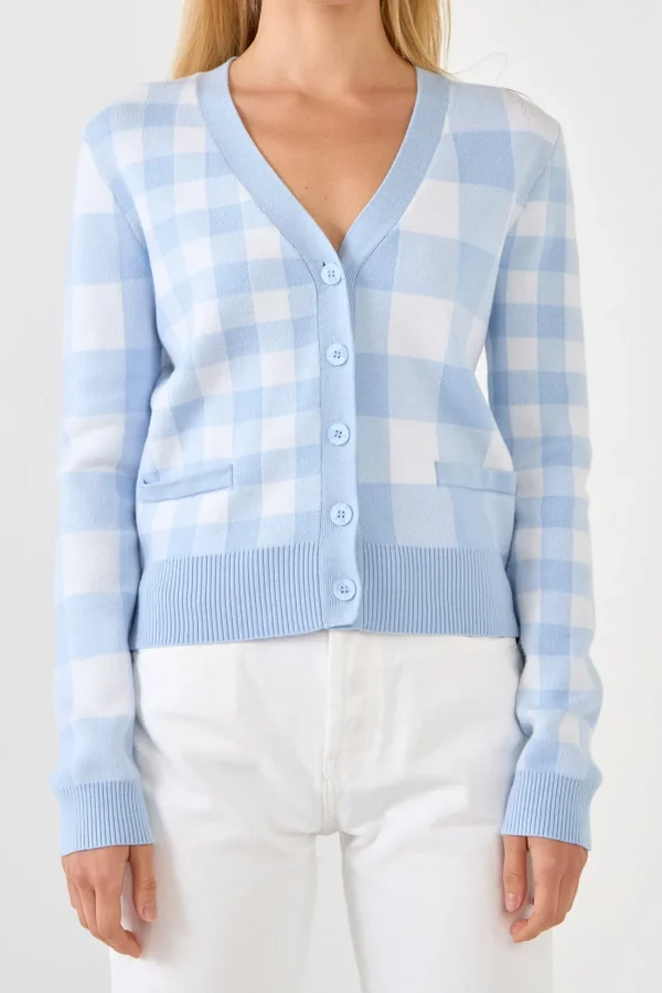 ENGLISH FACTORY Sweaters & Knits | Tops*- Gingham Knit Cardigan