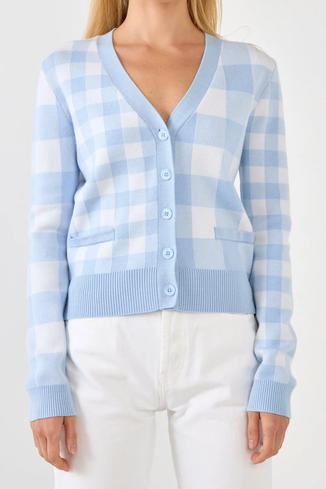 english_factory__gingham__5-1.webp ENGLISH FACTORY Sweaters & Knits | Tops*- Gingham Knit Cardigan