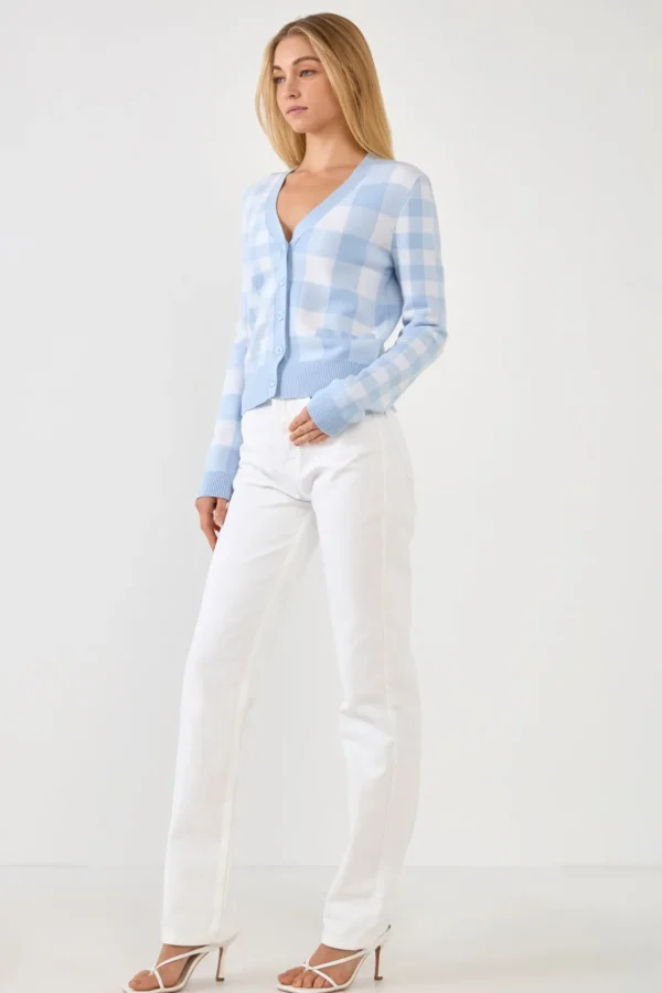 ENGLISH FACTORY Sweaters & Knits | Tops*- Gingham Knit Cardigan