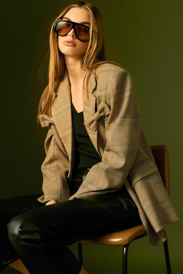 ENGLISH FACTORY Matching Sets | Jackets & Coats*- Glen Check Bow Jacket BROWN