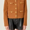 ENGLISH FACTORY Jackets & Coats | Tops*- Gold Button Pointed Wool Jacket OLIVEBROWN