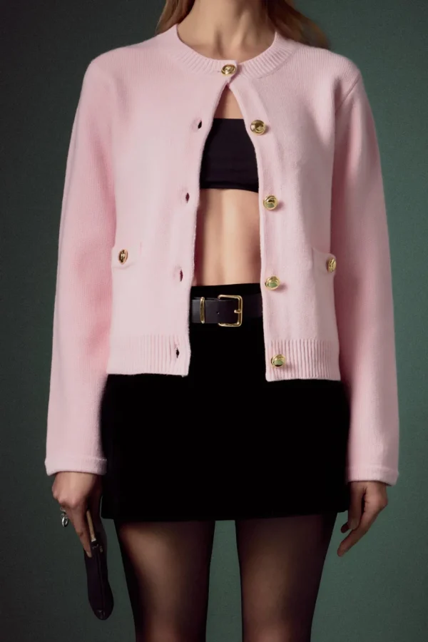 ENGLISH FACTORY Jackets & Coats*- Gold Button Cardigan LIGHTPINK