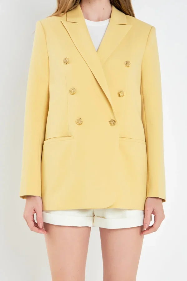 ENGLISH FACTORY Matching Sets | Blazers*- Gold Buttoned Structured Blazer DAFFODIL
