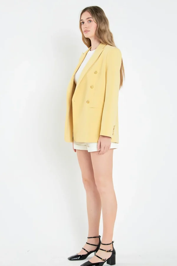 ENGLISH FACTORY Matching Sets | Blazers*- Gold Buttoned Structured Blazer DAFFODIL